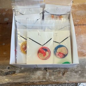 Circle shaped resin necklaces handmade